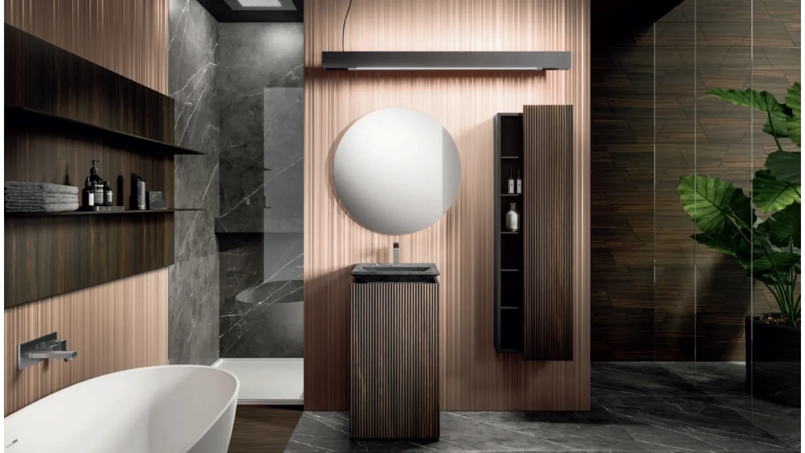 Mobile da Bagno a terra Lympha Monolite 10 in Rovere Terra dogato di Altamarea