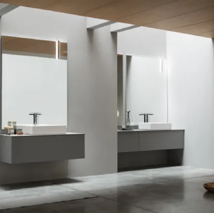 Mobile da Bagno sospeso Rovere laccato Grafite opaco Pollock 01 di Arcom