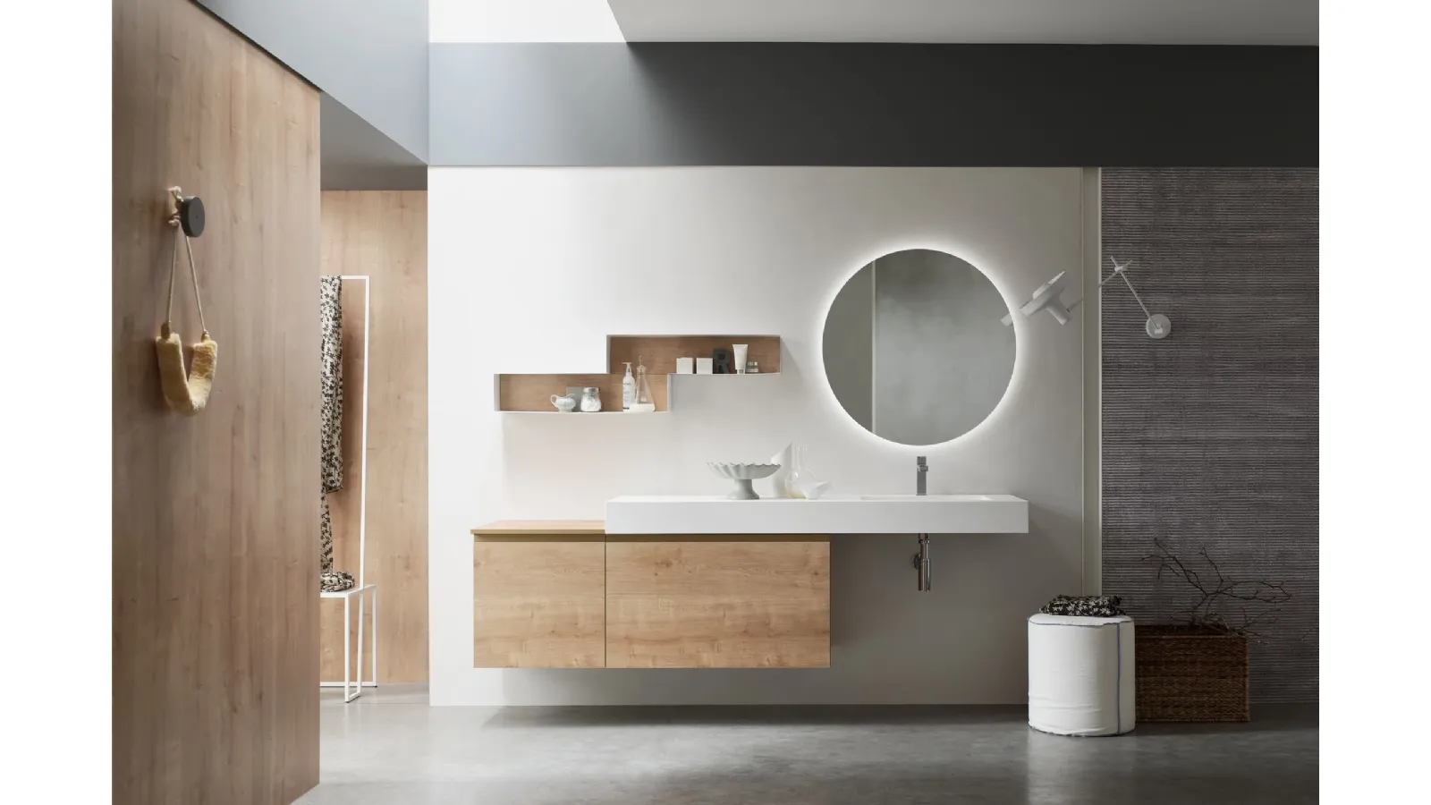 Mobile da Bagno sospeso in Rovere naturale Soul 69 di Arcom