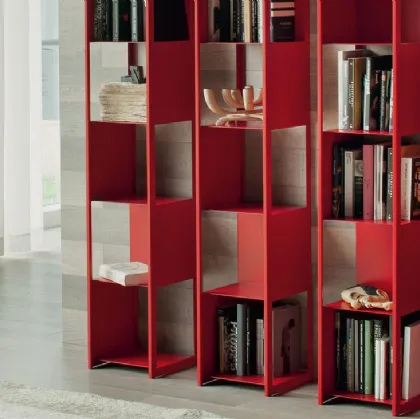 Libreria componibile in metallo rosso Joker di Cattelan Italia