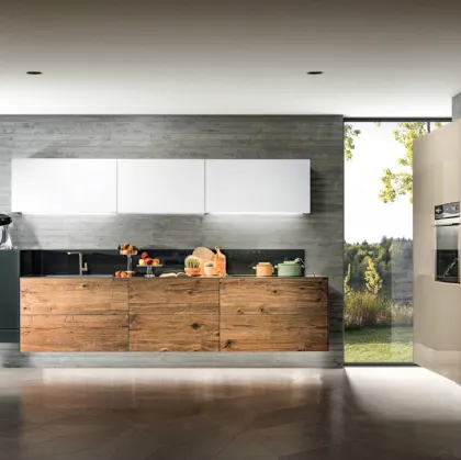 Cucina Design ad angolo 36e8 Wildwood 0227 in legno e laccato di Lago