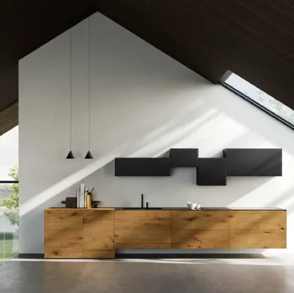 Cucina Design lineare 36e8 Wildwood 1091 in legno di Rovere centenario di Lago